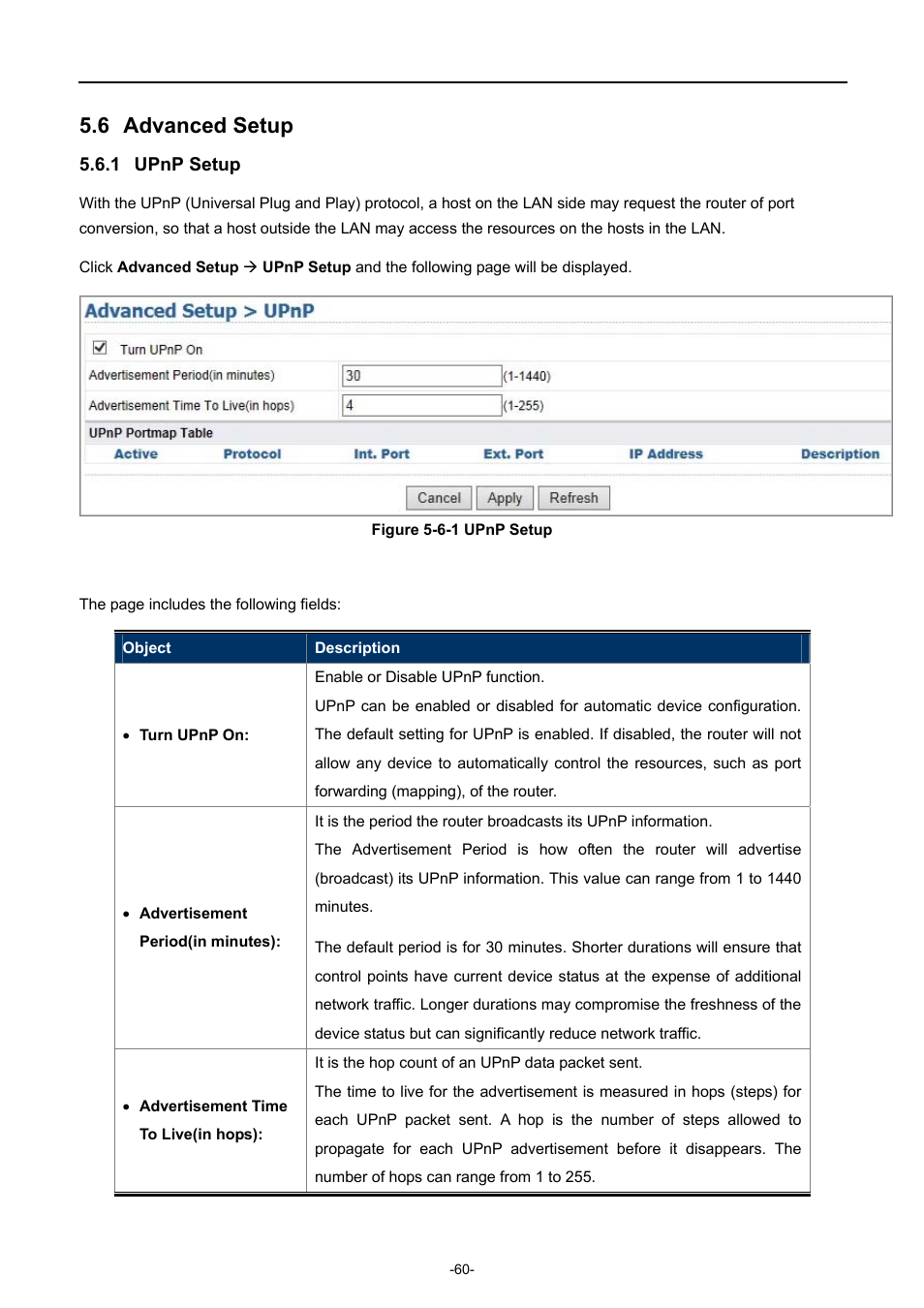 6 advanced setup, 1 upnp setup, Advanced setup | Upnp setup | PLANET WDRT-1200AC User Manual | Page 66 / 106