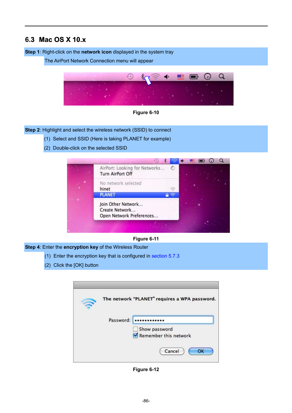 3 mac os x 10.x, Mac os x 10.x | PLANET WDRT-1200AC User Manual | Page 92 / 106