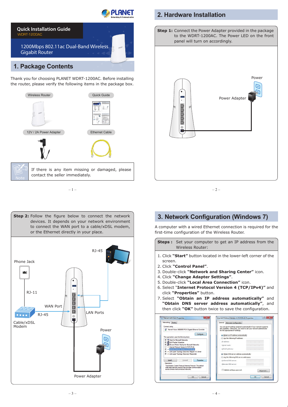 PLANET WDRT-1200AC User Manual | 2 pages