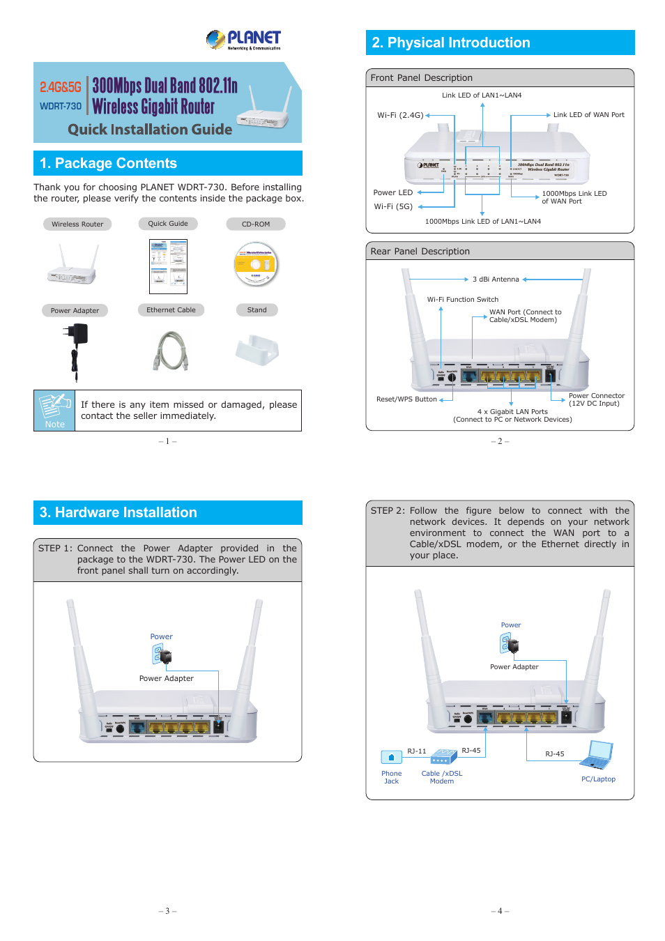 PLANET WDRT-730 User Manual | 2 pages