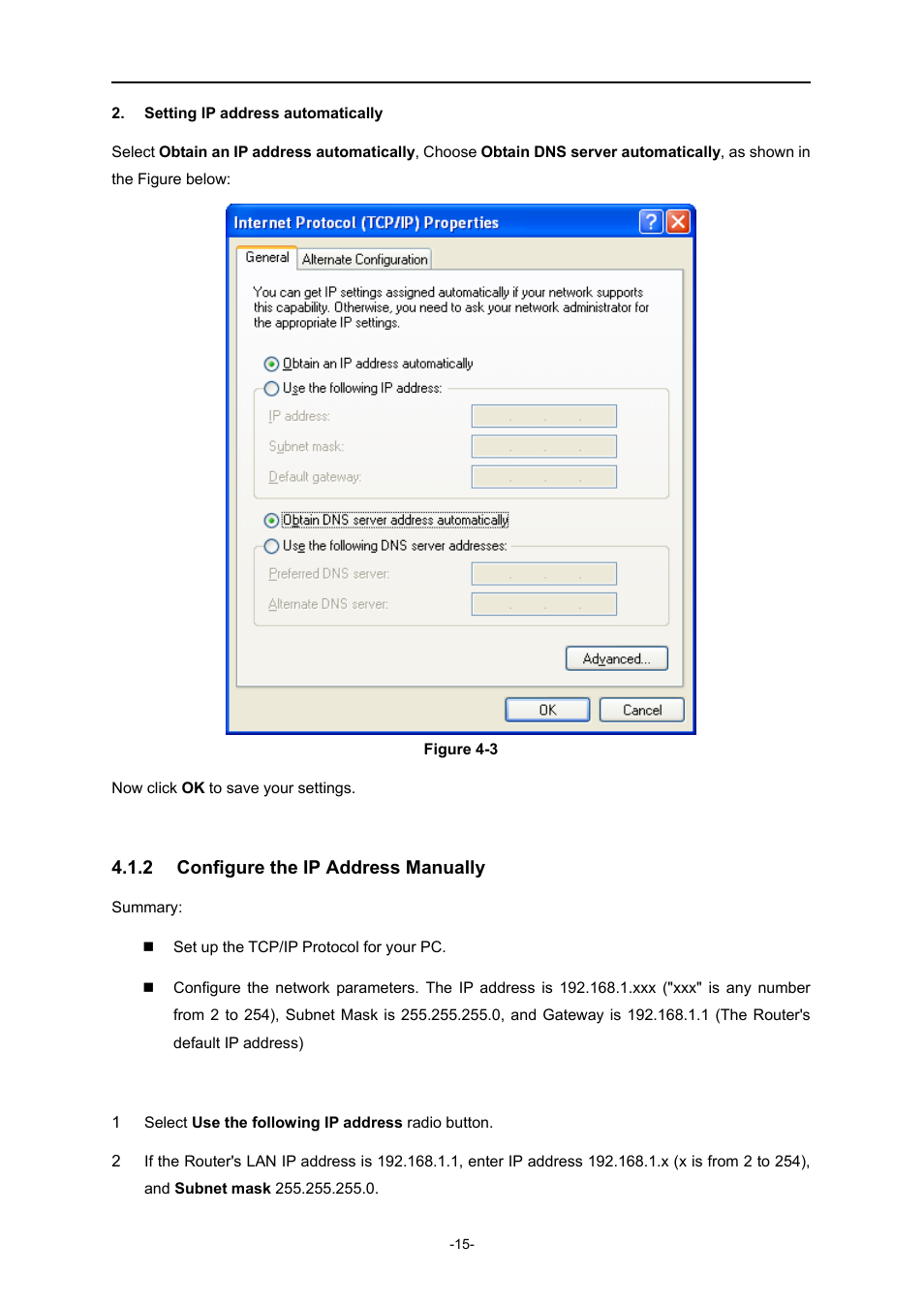 2 configure the ip address manually, Configure the ip address manually | PLANET WDRT-730 User Manual | Page 22 / 105