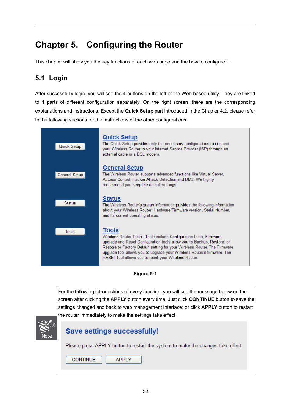 Chapter 5. configuring the router, 1 login, Chapter 5 | Configuring the router, Login | PLANET WDRT-730 User Manual | Page 29 / 105