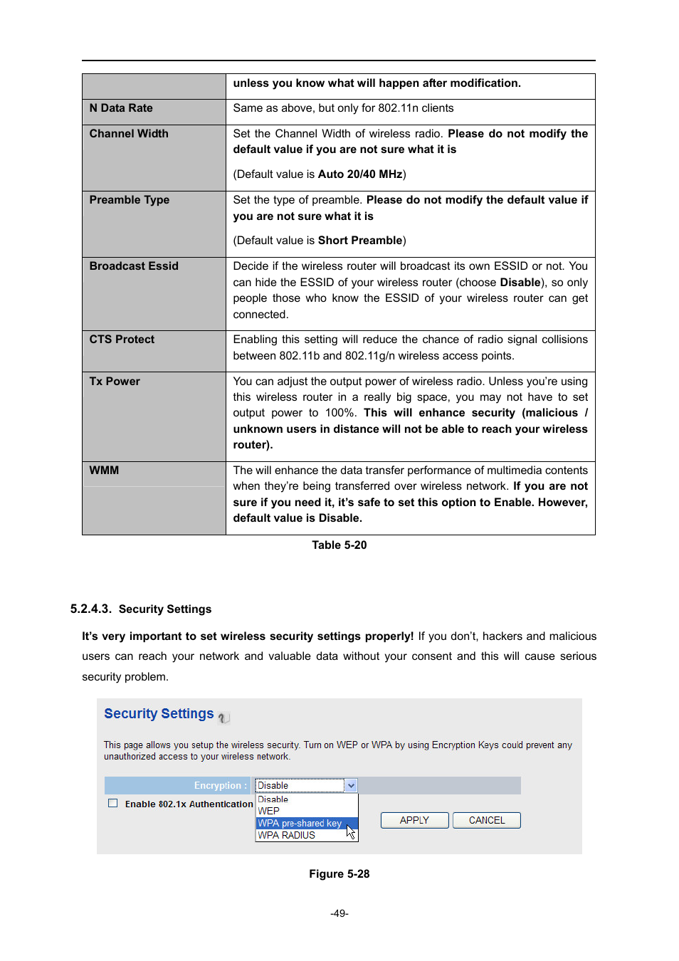 Security settings | PLANET WDRT-730 User Manual | Page 56 / 105