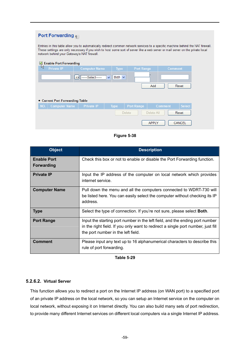 Virtual server | PLANET WDRT-730 User Manual | Page 66 / 105