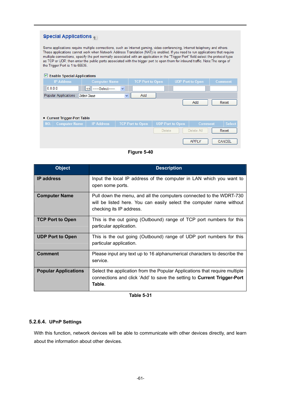 Upnp settings | PLANET WDRT-730 User Manual | Page 68 / 105