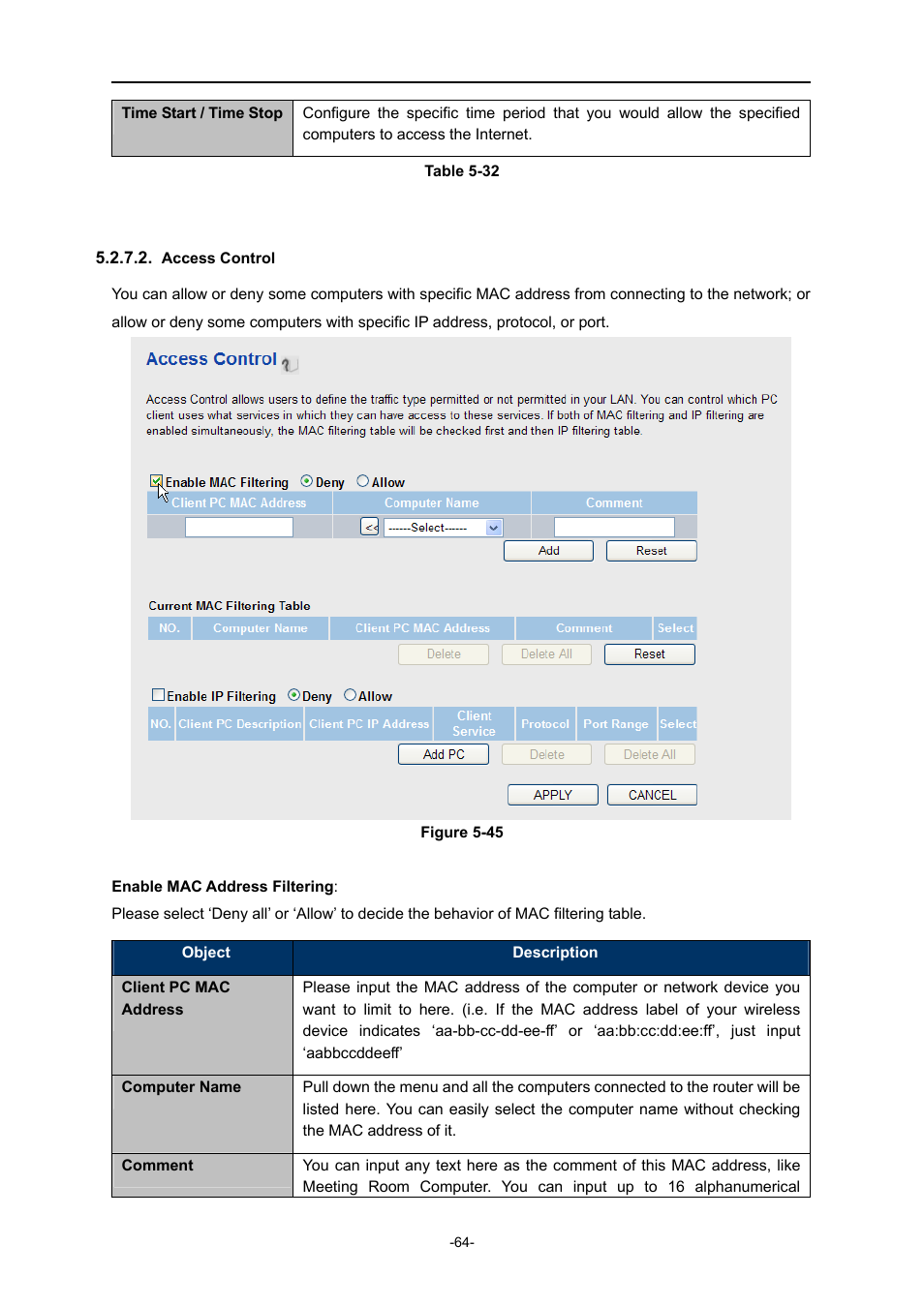 Access control | PLANET WDRT-730 User Manual | Page 71 / 105