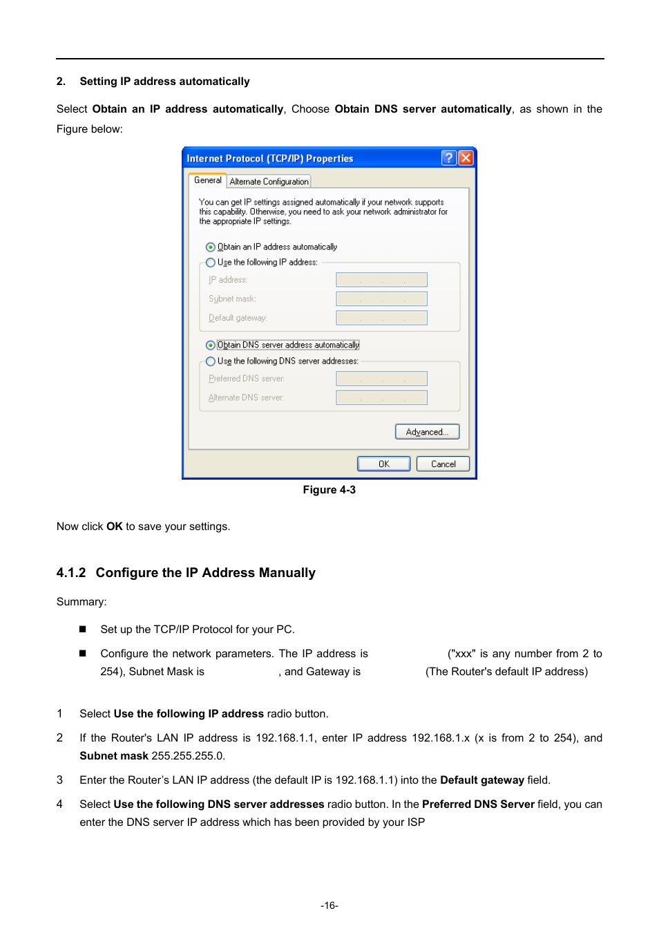 2 configure the ip address manually, Configure the ip address manually | PLANET WDRT-731U User Manual | Page 22 / 133