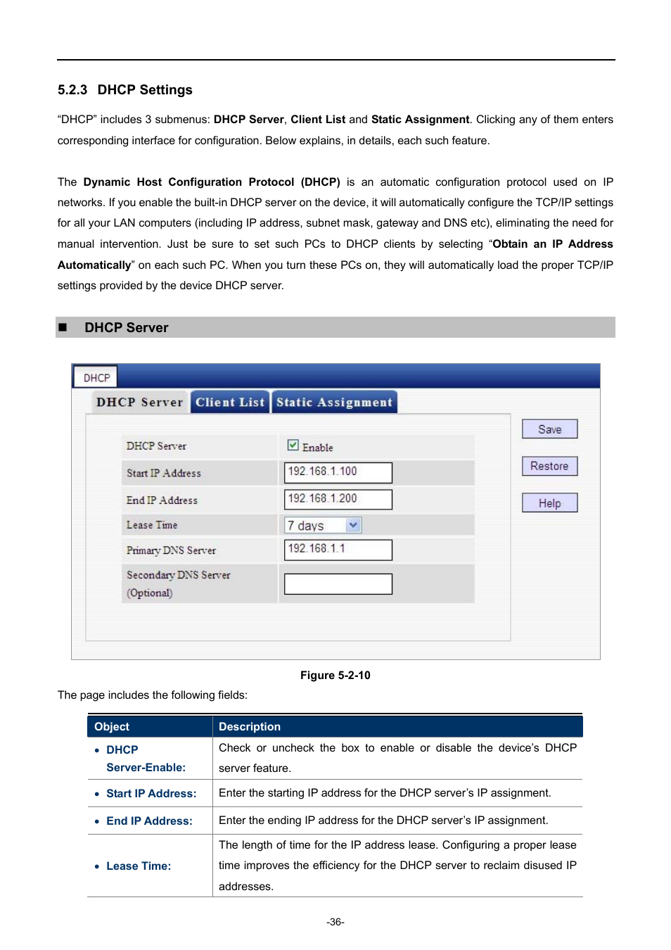 3 dhcp settings, Dhcp settings | PLANET WDRT-731U User Manual | Page 42 / 133