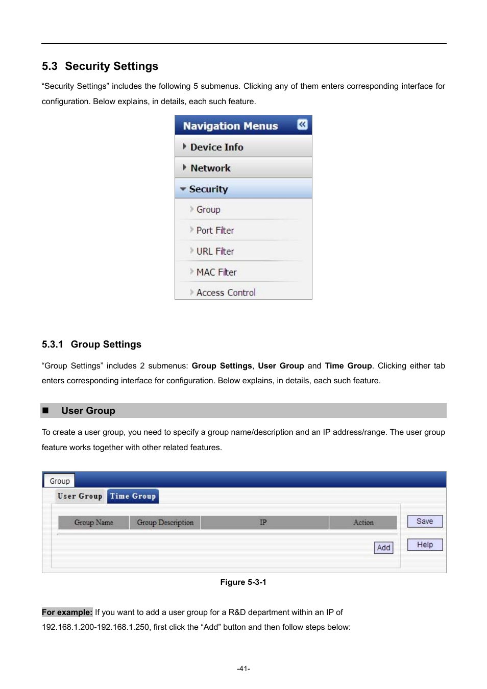 3 security settings, 1 group settings, Security settings | Group settings | PLANET WDRT-731U User Manual | Page 47 / 133