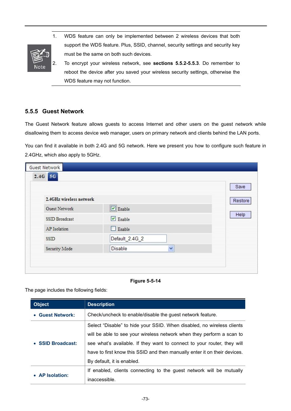 5 guest network, Guest network | PLANET WDRT-731U User Manual | Page 79 / 133