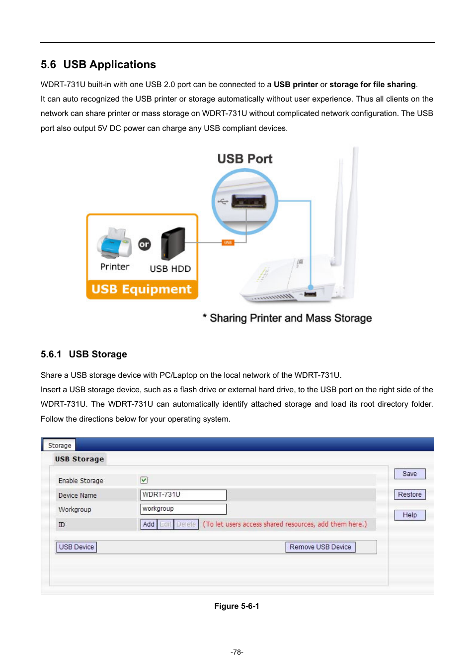 6 usb applications, 1 usb storage, Usb applications | Usb storage | PLANET WDRT-731U User Manual | Page 84 / 133