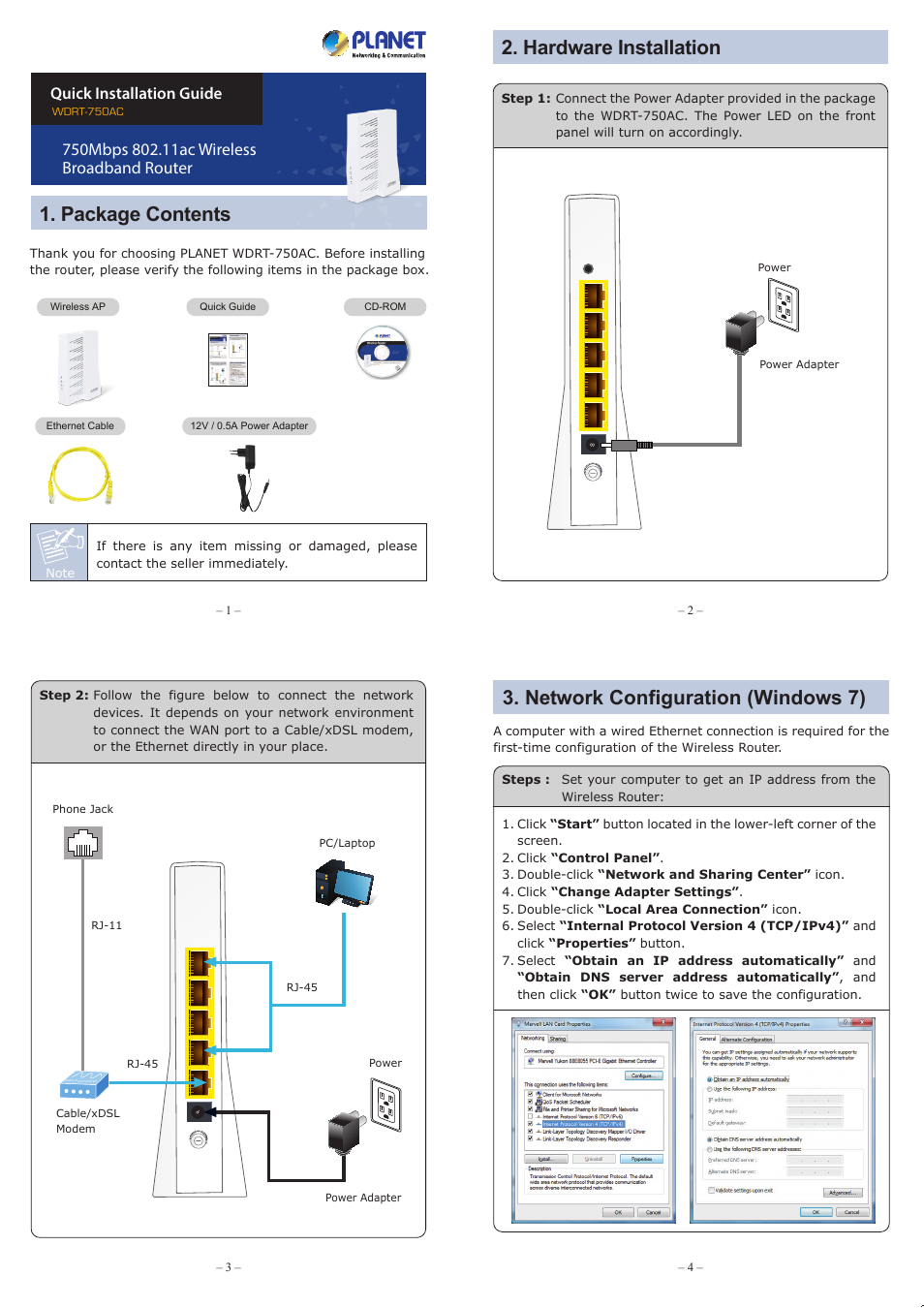 PLANET WDRT-750AC User Manual | 2 pages