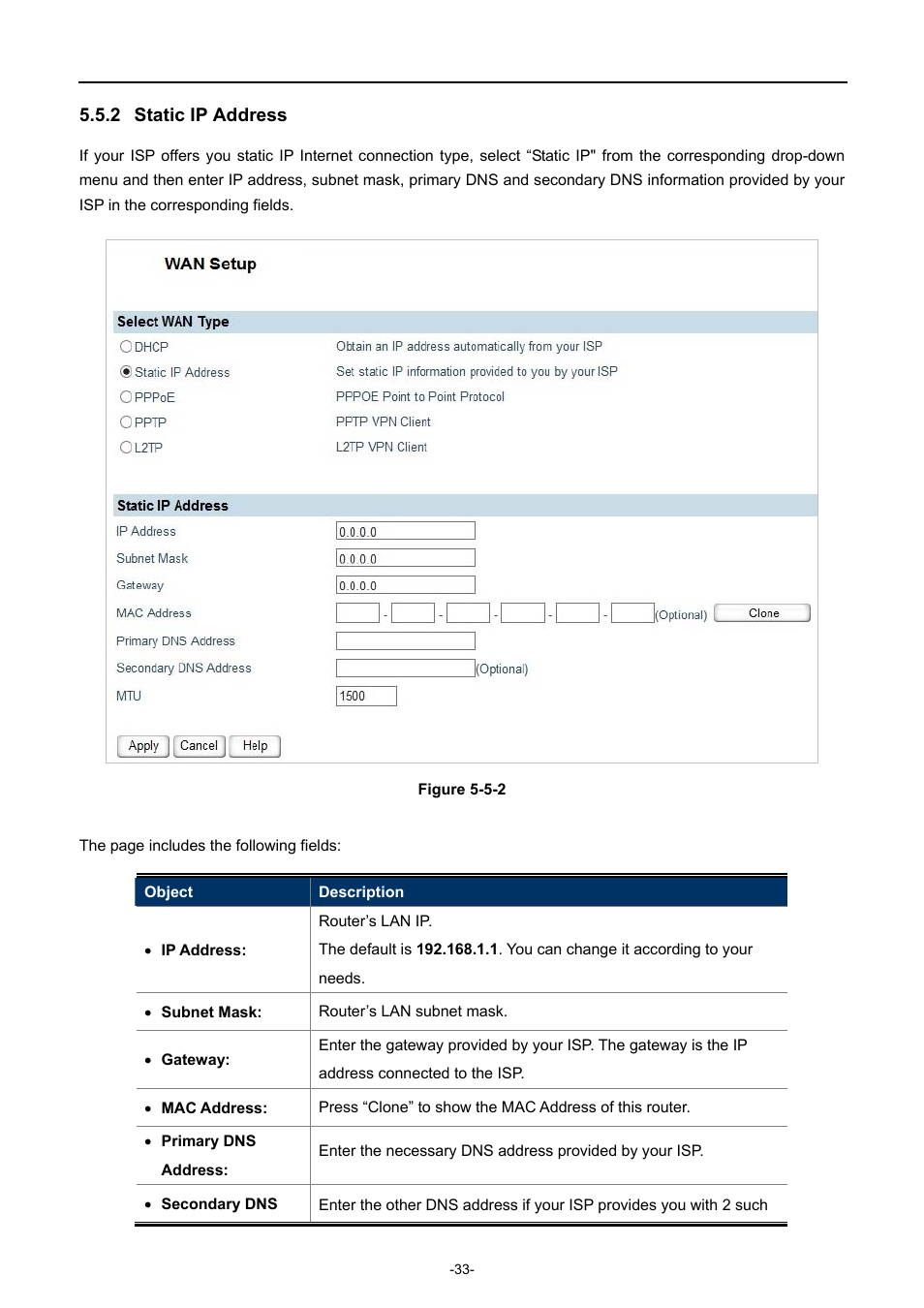 2 static ip address, Static ip address | PLANET WDRT-750AC User Manual | Page 39 / 90