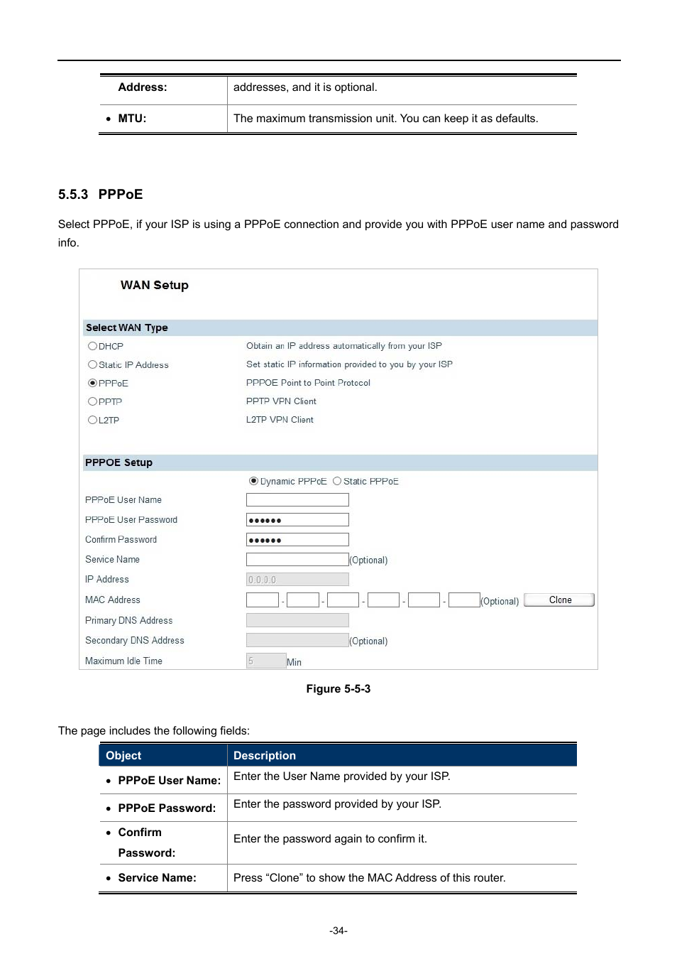 3 pppoe, Pppoe | PLANET WDRT-750AC User Manual | Page 40 / 90