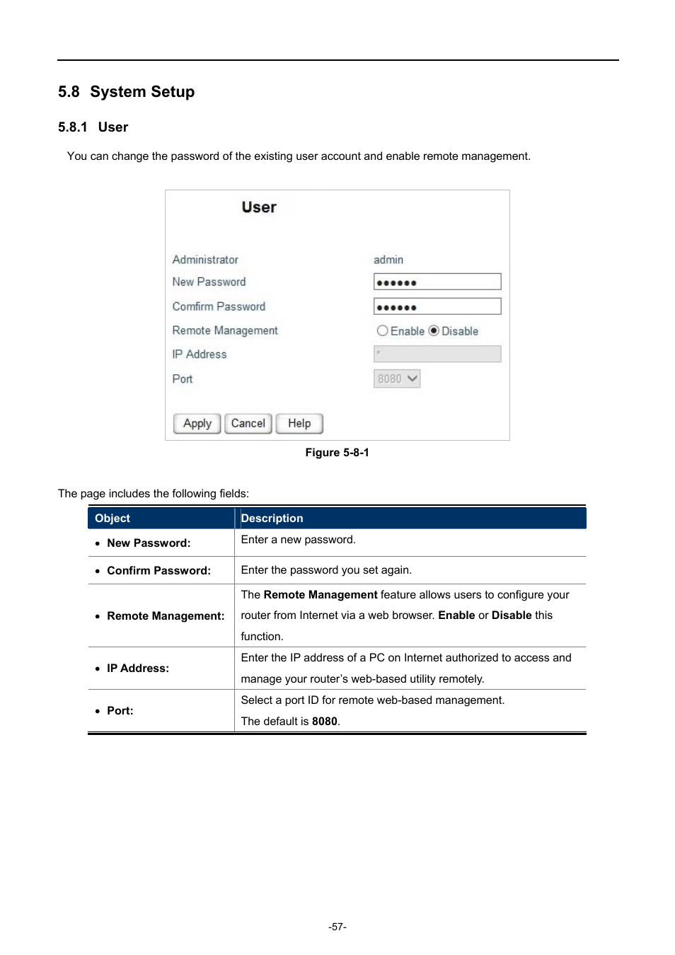 8 system setup, 1 user, System setup | User | PLANET WDRT-750AC User Manual | Page 63 / 90