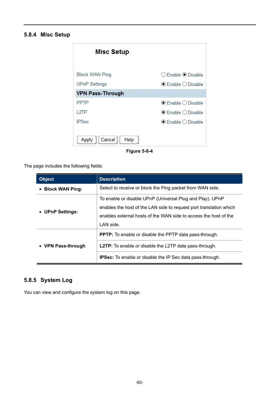 4 misc setup, 5 system log, Misc setup | System log | PLANET WDRT-750AC User Manual | Page 66 / 90