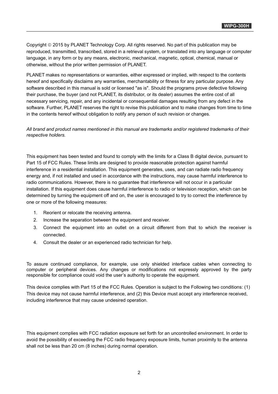PLANET WIPG-300H User Manual | Page 2 / 77