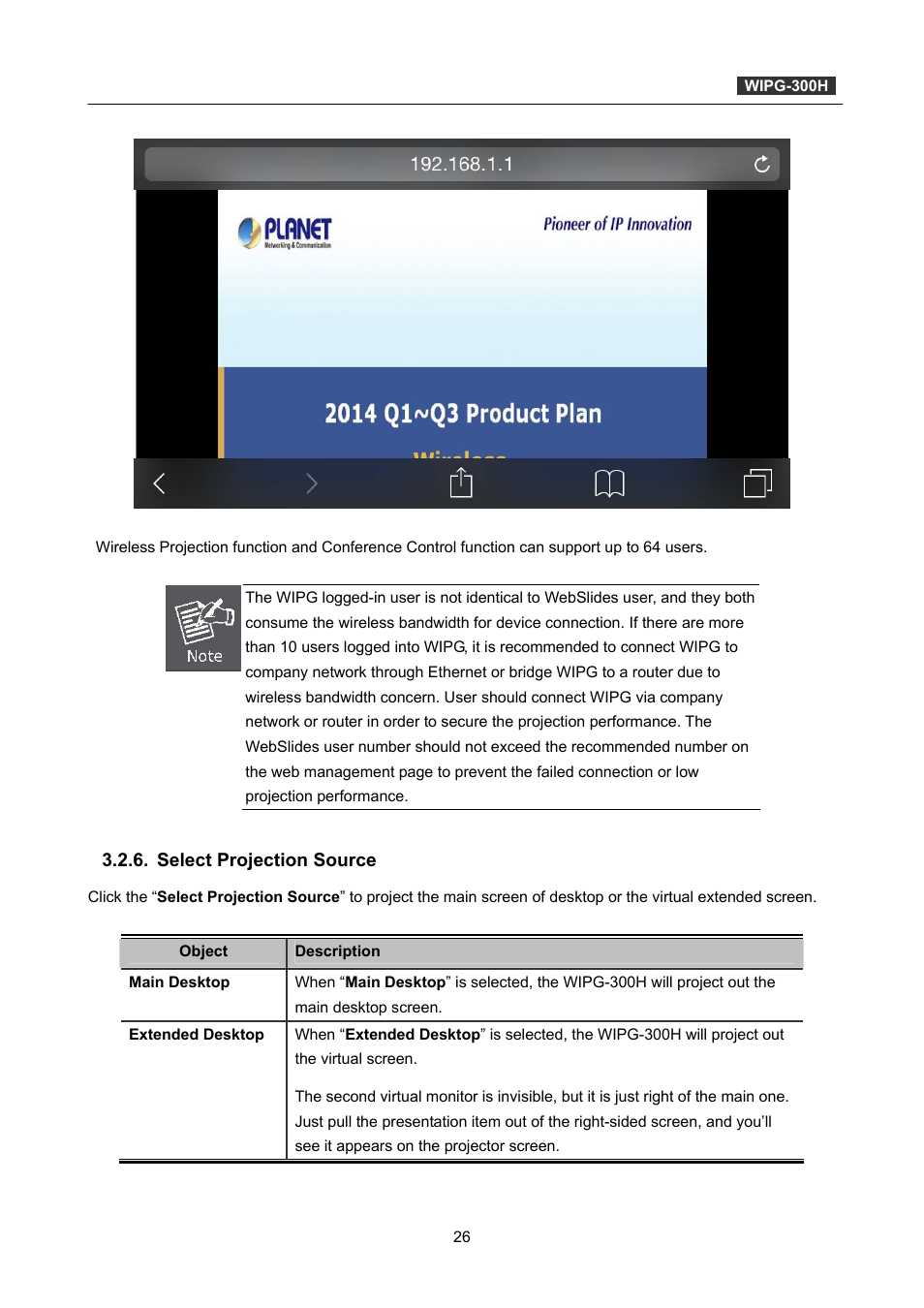 Select projection source | PLANET WIPG-300H User Manual | Page 26 / 77