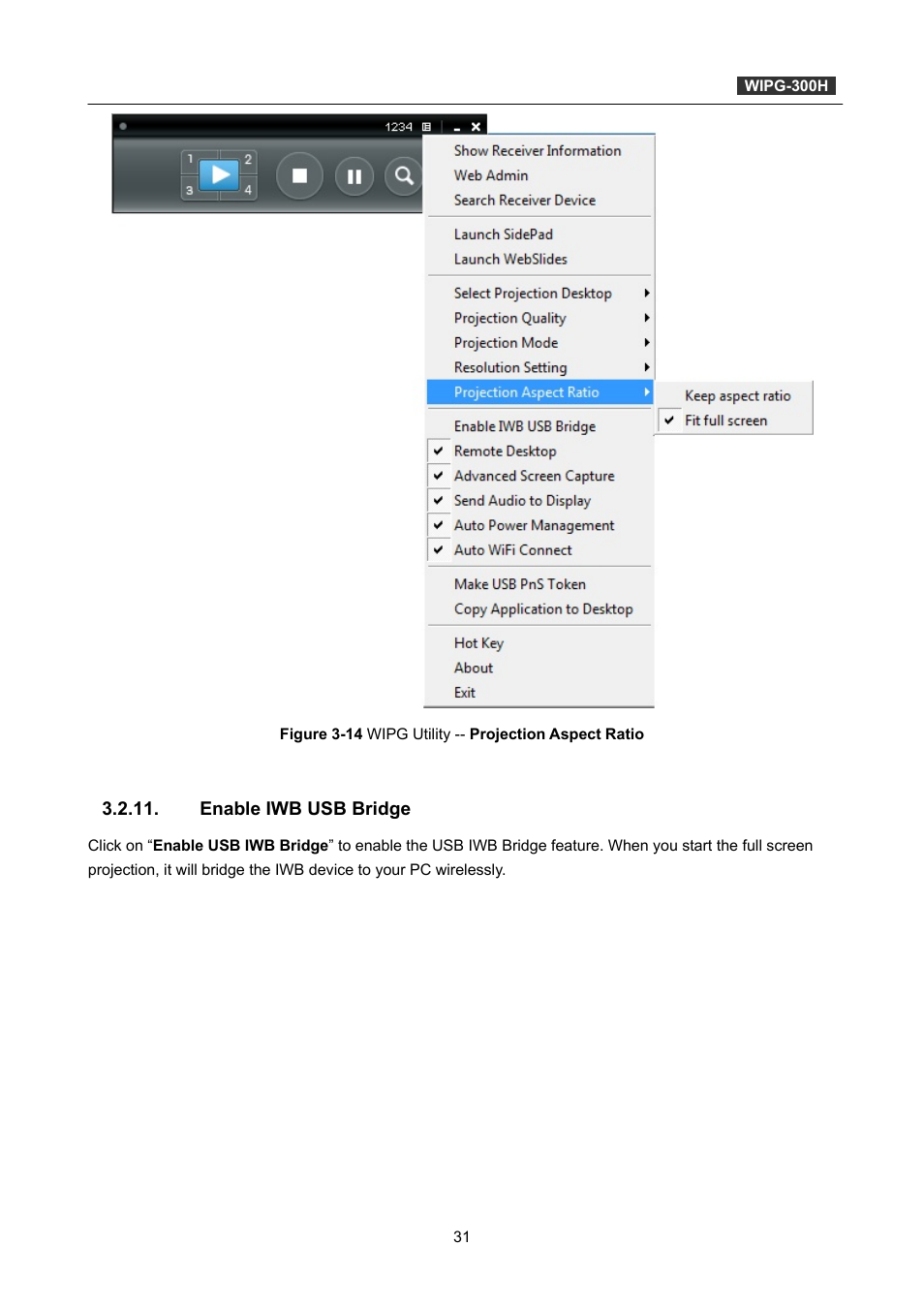 Enable iwb usb bridge | PLANET WIPG-300H User Manual | Page 31 / 77