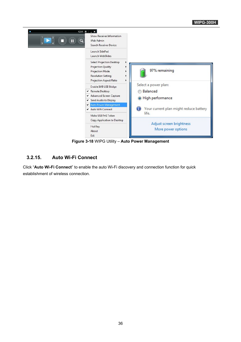 Auto wi-fi connect, Auto wifi connect | PLANET WIPG-300H User Manual | Page 36 / 77