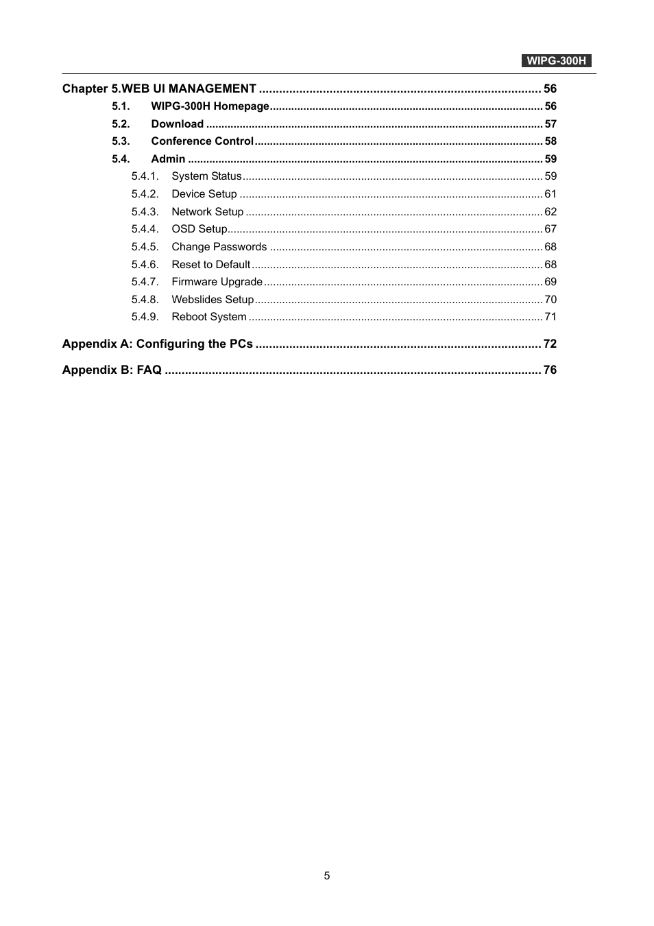 PLANET WIPG-300H User Manual | Page 5 / 77