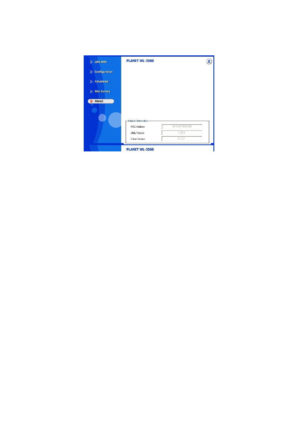 5 about | PLANET WL-3560 User Manual | Page 20 / 23