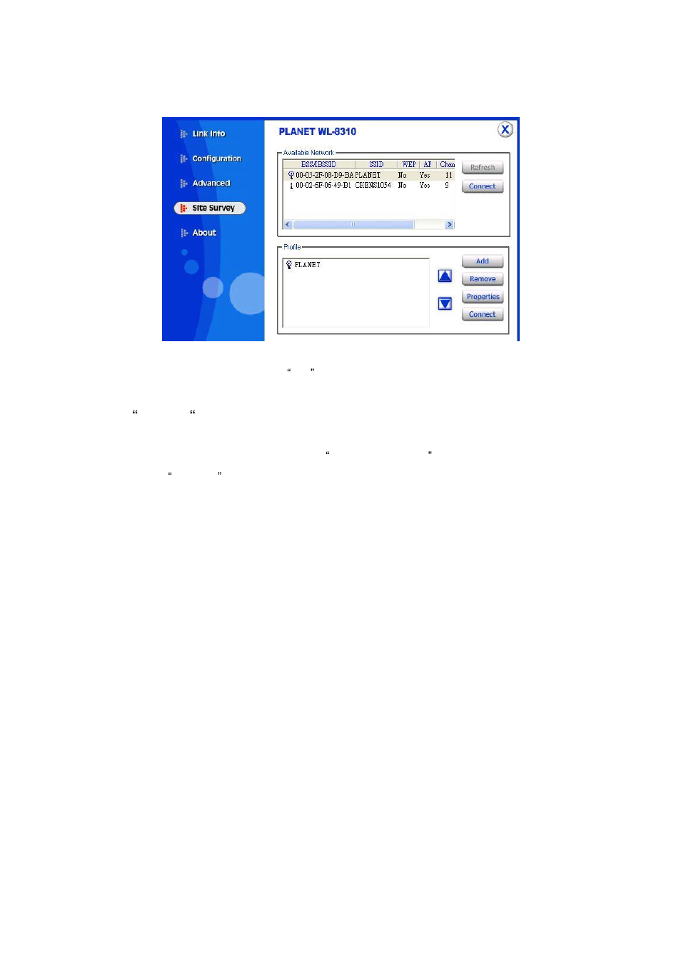 4 site survey, 5 about | PLANET WL-8310 User Manual | Page 20 / 24