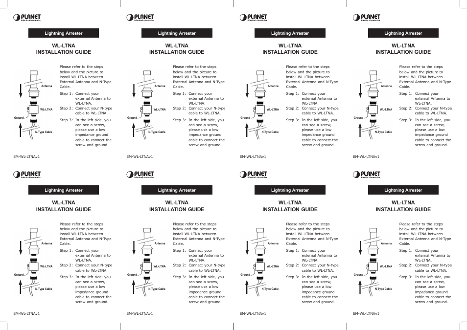 PLANET WL-LTNA User Manual | 2 pages