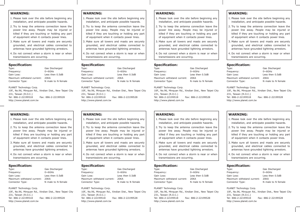 PLANET WL-LTNA User Manual | Page 2 / 2