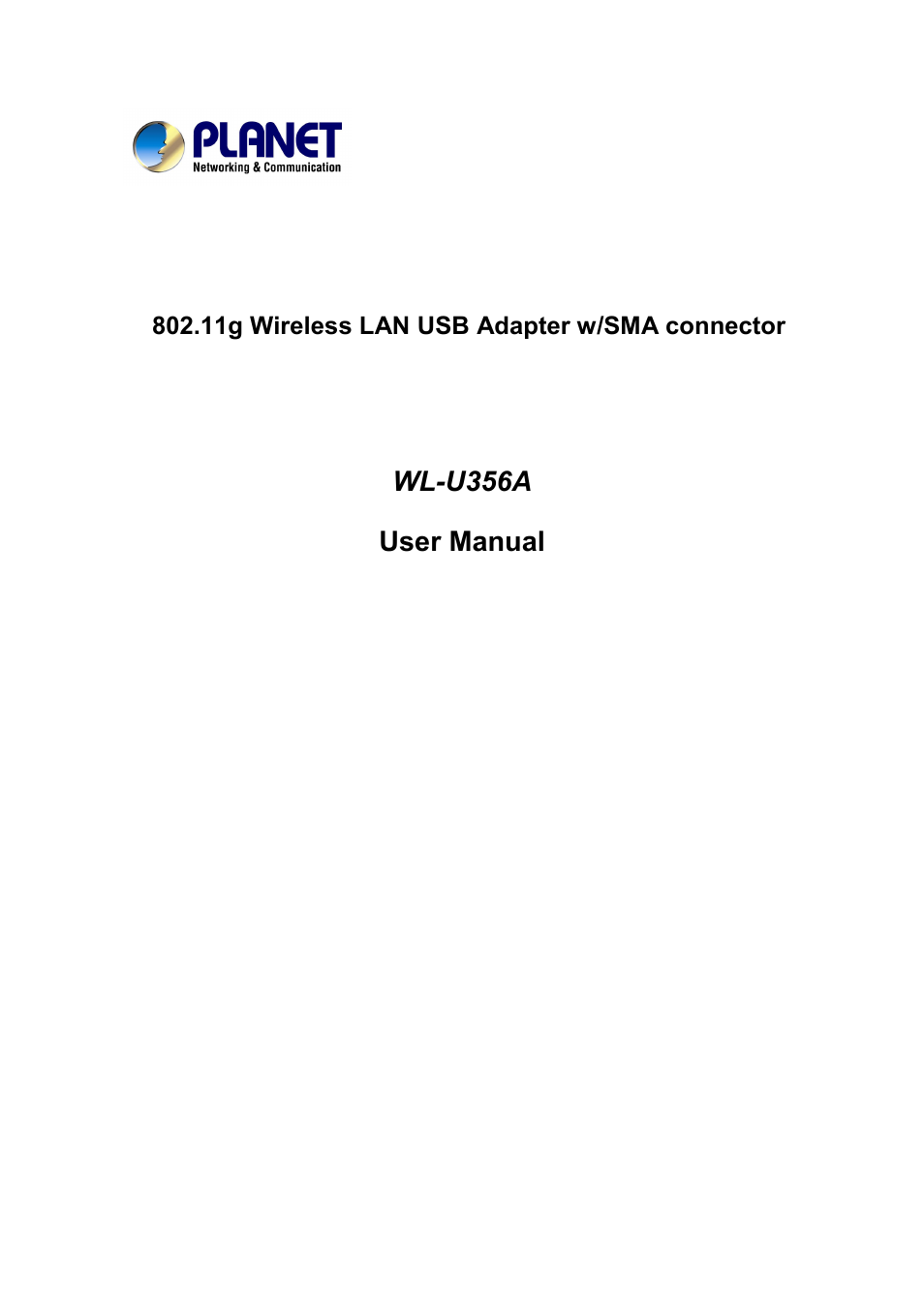 PLANET WL-U356A User Manual | 34 pages