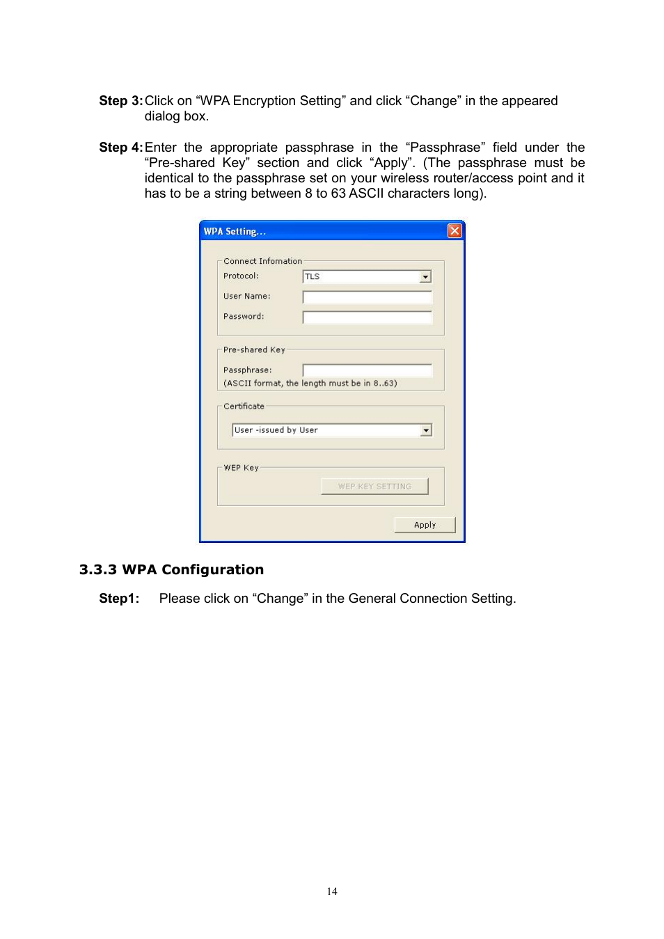 3 wpa configuration | PLANET WL-U356A User Manual | Page 18 / 34