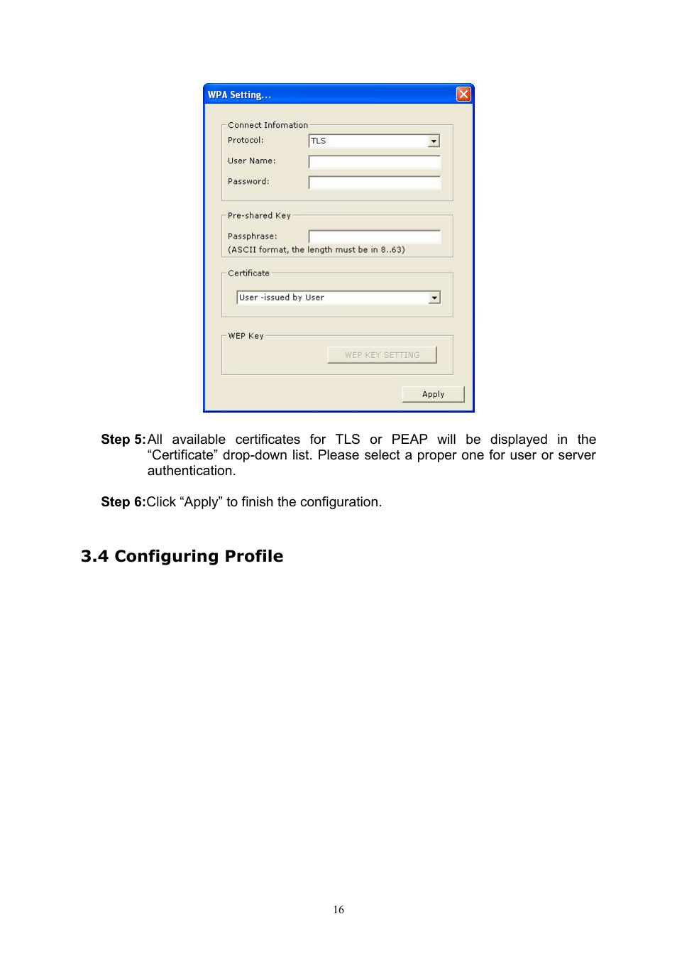 4 configuring profile | PLANET WL-U356A User Manual | Page 20 / 34