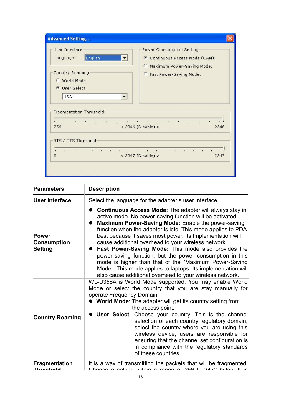 PLANET WL-U356A User Manual | Page 22 / 34