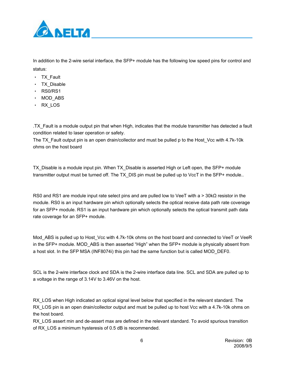 Lcp-10g3b4qdr | Delta Electronics 10GBASE-LR SFP+ Optical Transceiver LCP-10G3B4QDR User Manual | Page 6 / 14