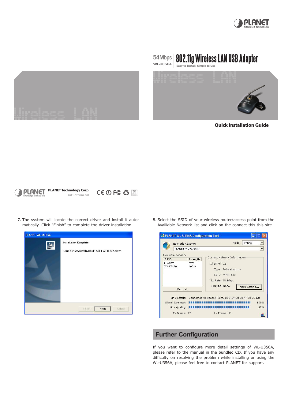 Wireless lan, 11g wireless lan usb adapter | PLANET WL-U356A User Manual | Page 2 / 2