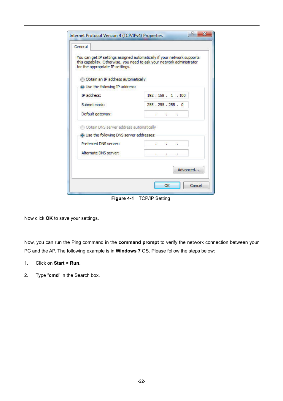 Igure, Tcp/ip, Etting | PLANET WNAP-1110 User Manual | Page 22 / 112