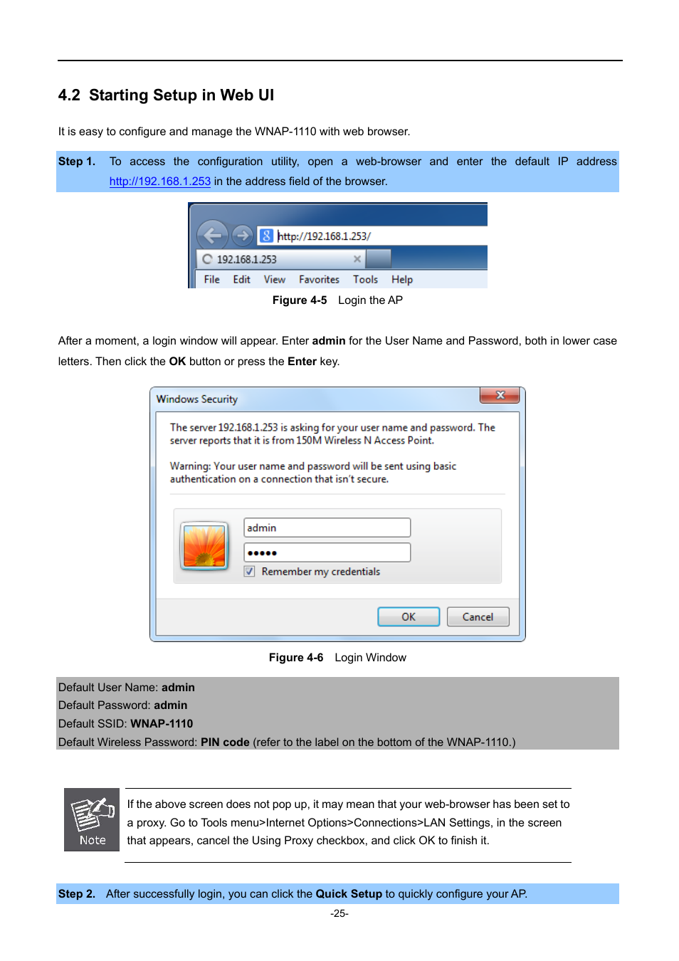 2 starting setup in web ui, Starting setup in web ui, Igure | Ogin the, Ogin, Indow | PLANET WNAP-1110 User Manual | Page 25 / 112
