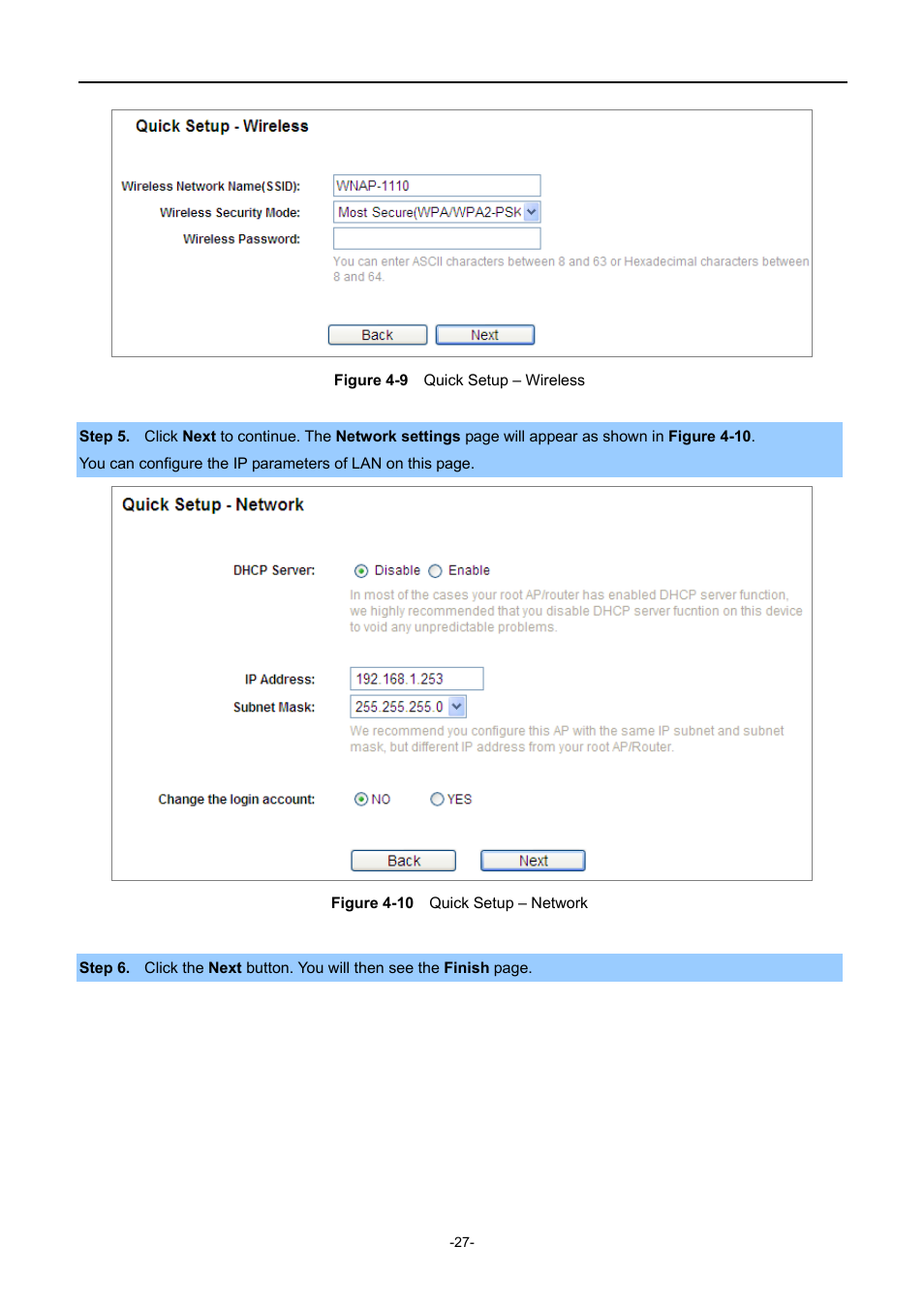 Igure, Uick, Etup | Ireless, Etwork | PLANET WNAP-1110 User Manual | Page 27 / 112