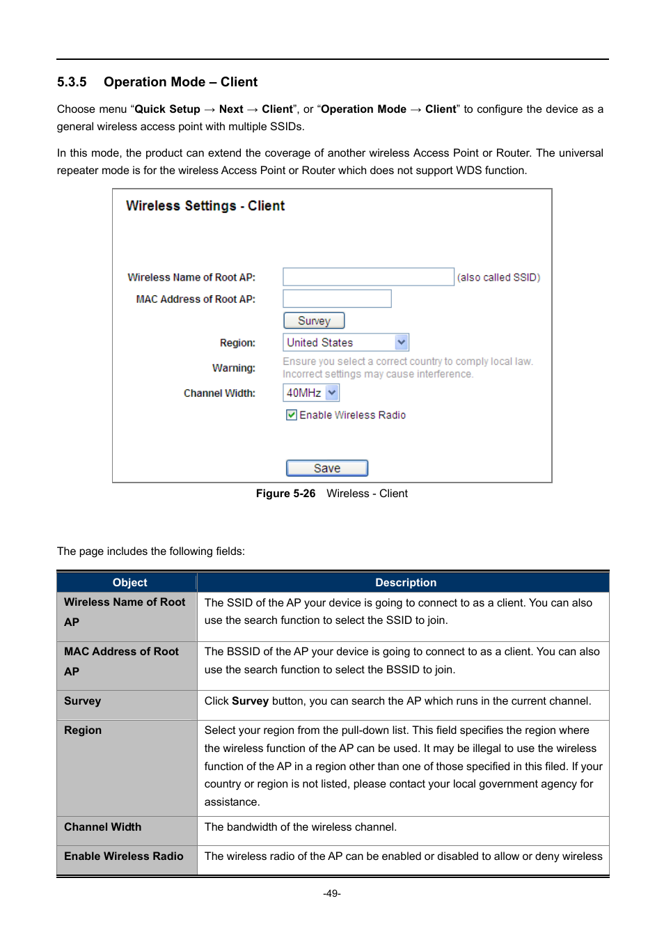 5 operation mode – client, Operation mode – client, Igure | Ireless, Lient | PLANET WNAP-1110 User Manual | Page 49 / 112