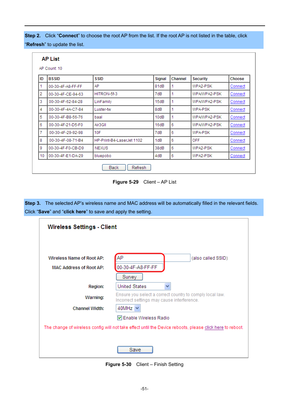 Igure, Lient, Inish | Etting | PLANET WNAP-1110 User Manual | Page 51 / 112