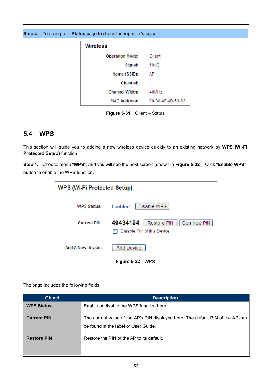 4 wps, Igure, Lient | Tatus | PLANET WNAP-1110 User Manual | Page 52 / 112