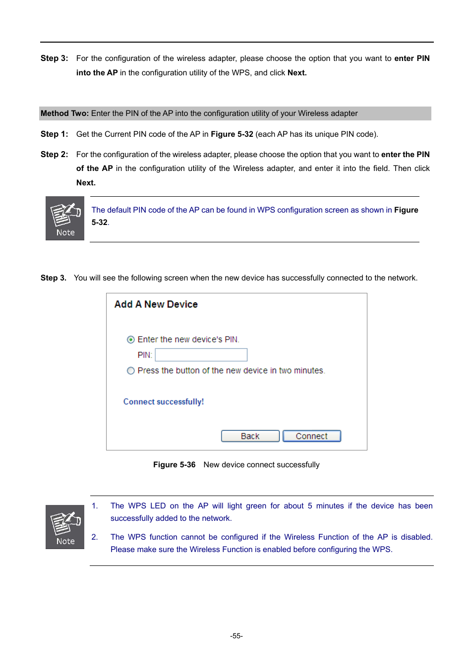 Igure, Ew device connect successfully | PLANET WNAP-1110 User Manual | Page 55 / 112
