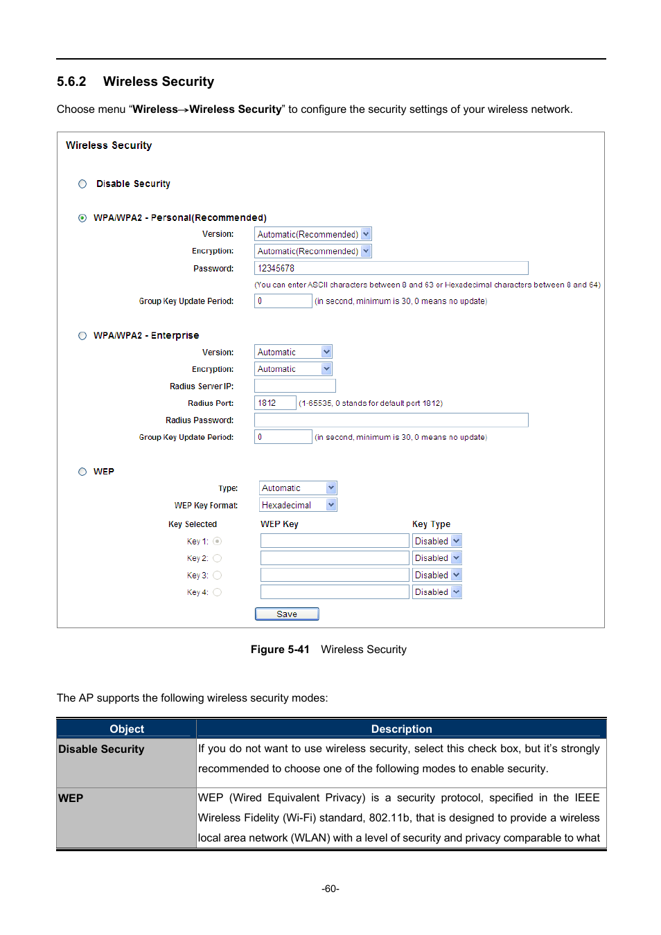 2 wireless security, Wireless security, Igure | Ireless, Ecurity | PLANET WNAP-1110 User Manual | Page 60 / 112