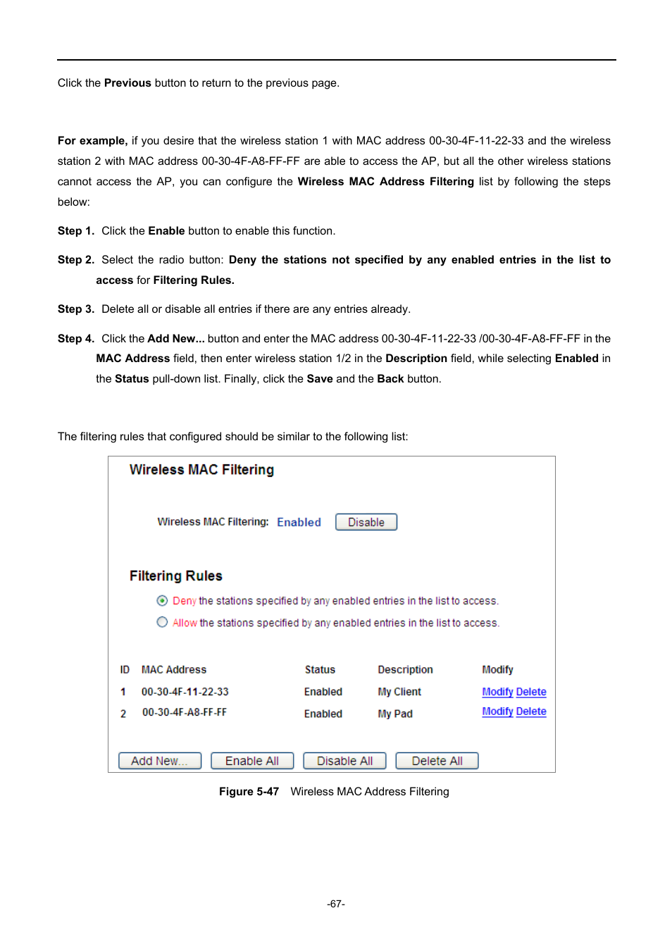 Igure, Ireless, Ddress | Iltering | PLANET WNAP-1110 User Manual | Page 67 / 112