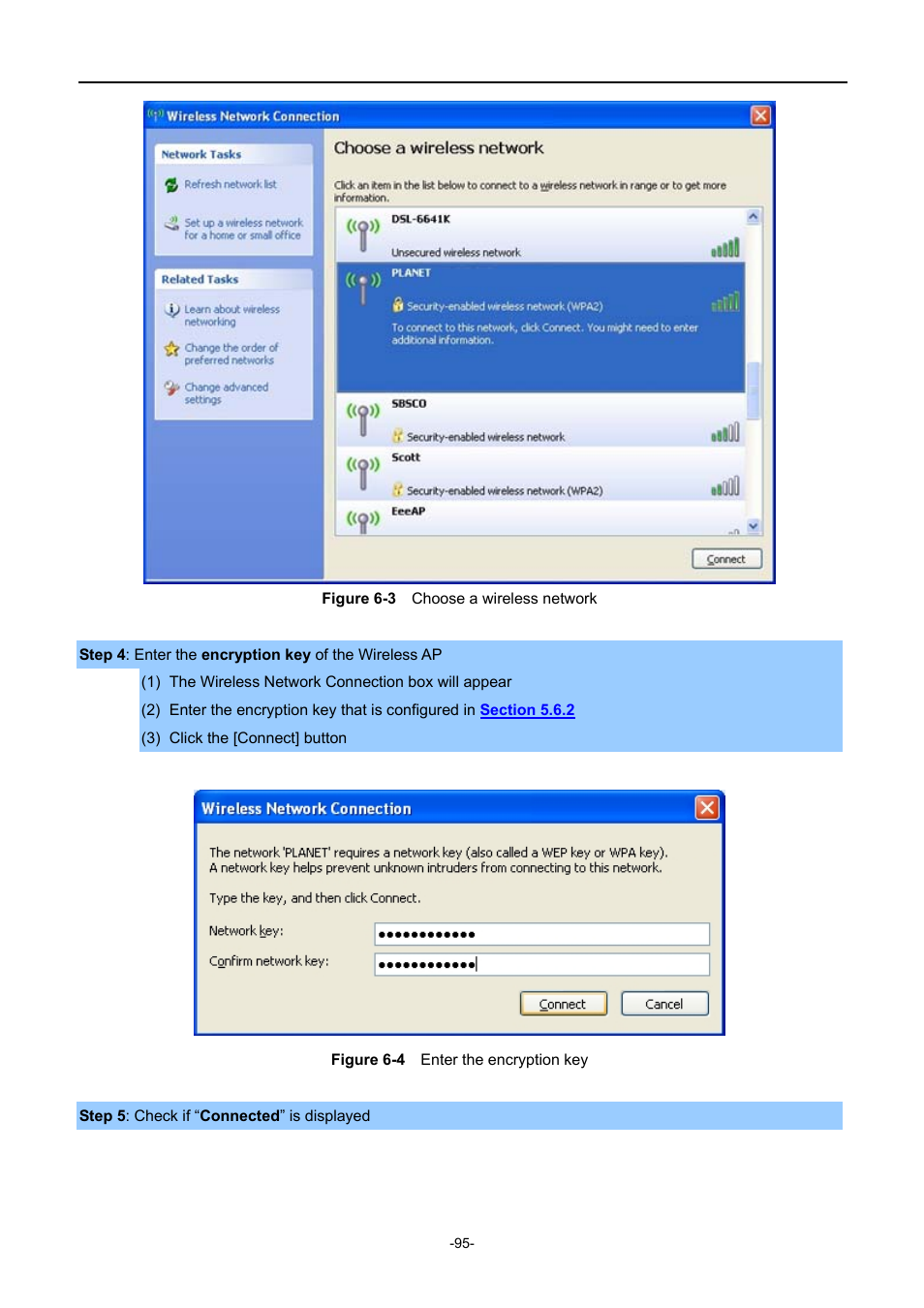 Igure, Hoose a wireless network, Nter the encryption key | PLANET WNAP-1110 User Manual | Page 95 / 112