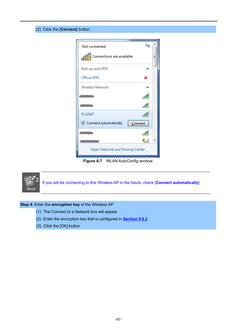 Igure, Wlan, Onfig window | PLANET WNAP-1110 User Manual | Page 97 / 112