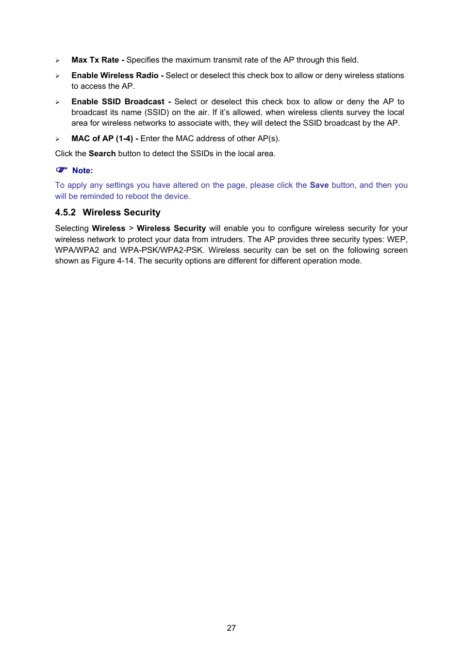 2 wireless security, Wireless security | PLANET WNAP-1110 User Manual | Page 33 / 70