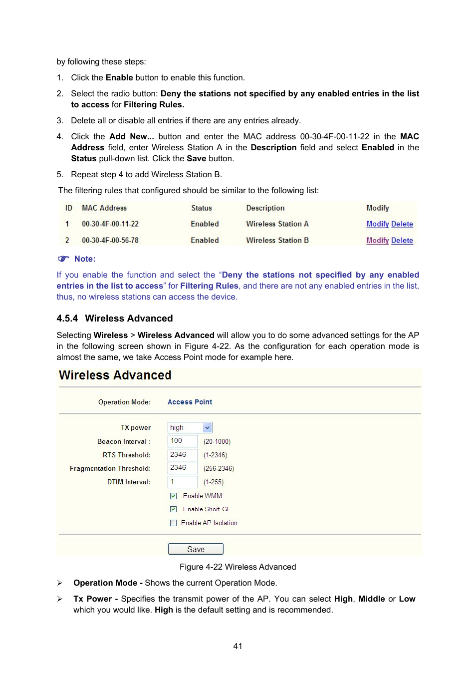 4 wireless advanced, Wireless advanced | PLANET WNAP-1110 User Manual | Page 47 / 70