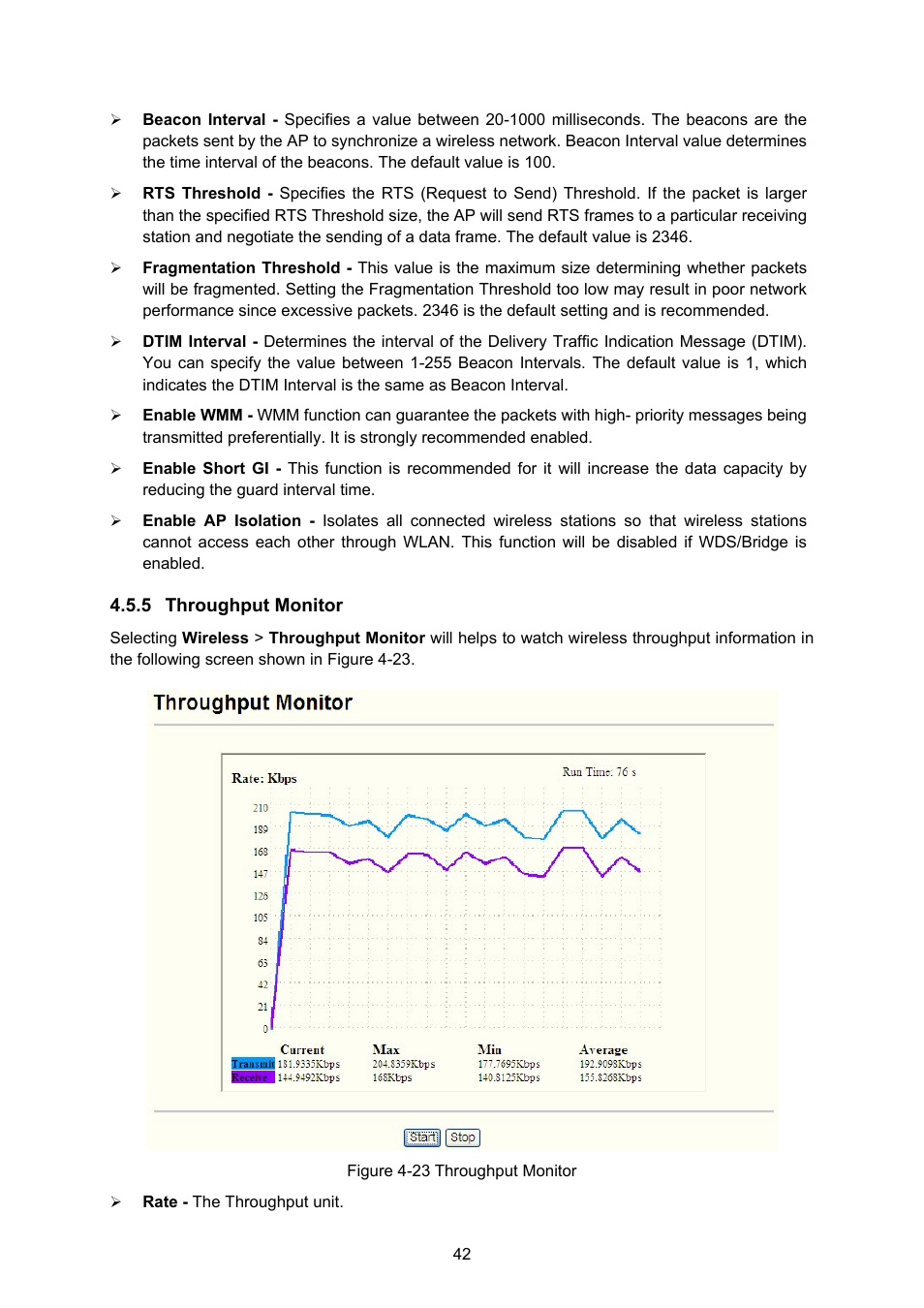 5 throughput monitor, Throughput monitor | PLANET WNAP-1110 User Manual | Page 48 / 70