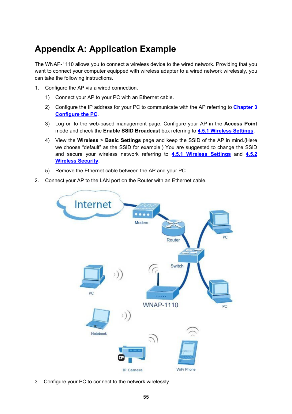 Appendix a: application example | PLANET WNAP-1110 User Manual | Page 61 / 70